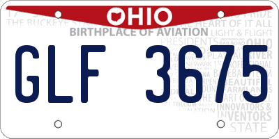 OH license plate GLF3675