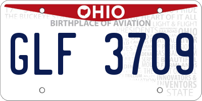 OH license plate GLF3709