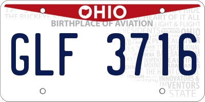 OH license plate GLF3716