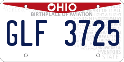 OH license plate GLF3725