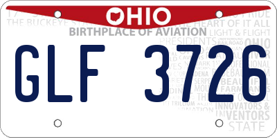 OH license plate GLF3726