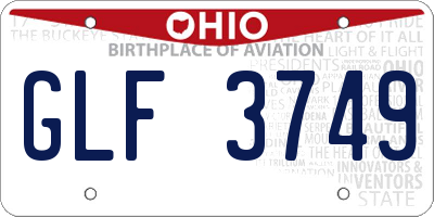 OH license plate GLF3749