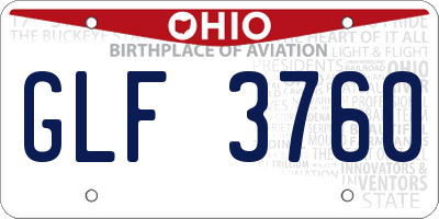 OH license plate GLF3760