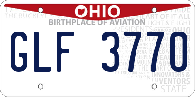OH license plate GLF3770