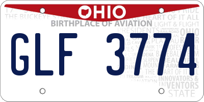OH license plate GLF3774