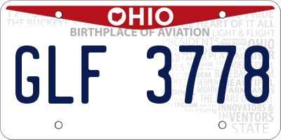 OH license plate GLF3778