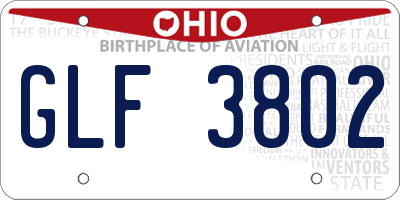 OH license plate GLF3802