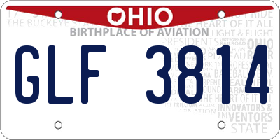 OH license plate GLF3814