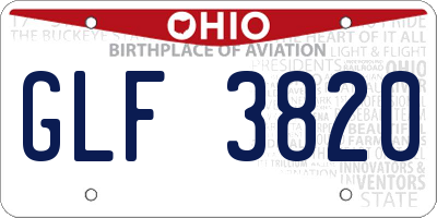 OH license plate GLF3820
