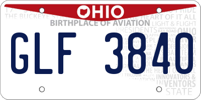 OH license plate GLF3840