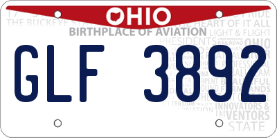 OH license plate GLF3892