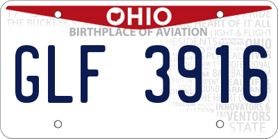 OH license plate GLF3916