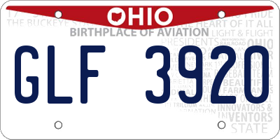 OH license plate GLF3920