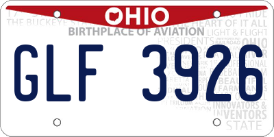 OH license plate GLF3926