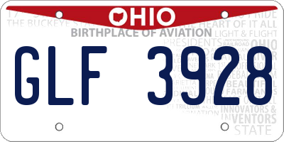 OH license plate GLF3928