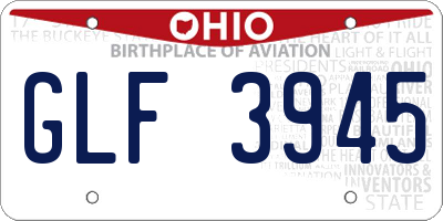 OH license plate GLF3945