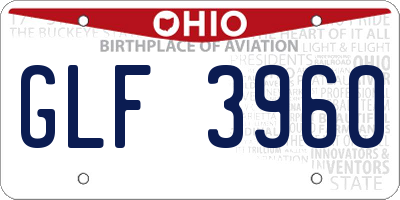 OH license plate GLF3960