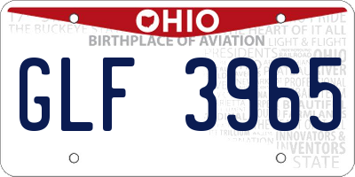 OH license plate GLF3965