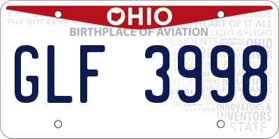OH license plate GLF3998