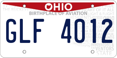 OH license plate GLF4012