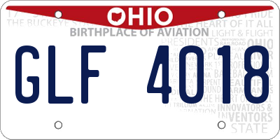 OH license plate GLF4018