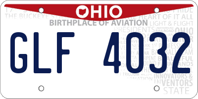 OH license plate GLF4032
