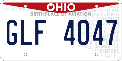 OH license plate GLF4047