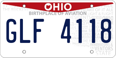 OH license plate GLF4118
