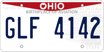 OH license plate GLF4142
