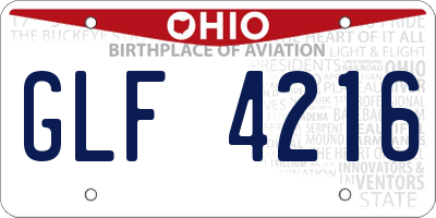 OH license plate GLF4216
