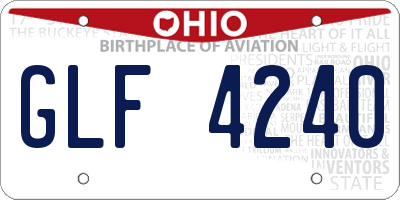 OH license plate GLF4240