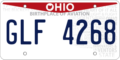 OH license plate GLF4268