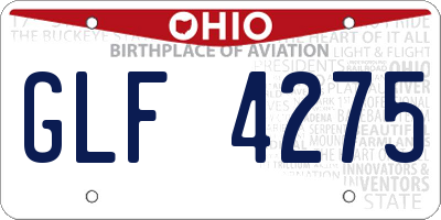 OH license plate GLF4275