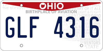 OH license plate GLF4316