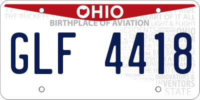OH license plate GLF4418