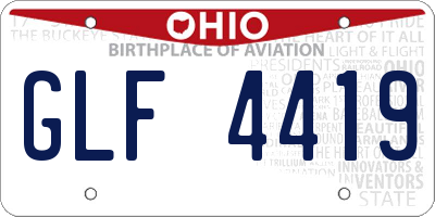OH license plate GLF4419