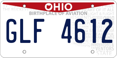 OH license plate GLF4612