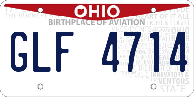 OH license plate GLF4714