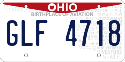 OH license plate GLF4718