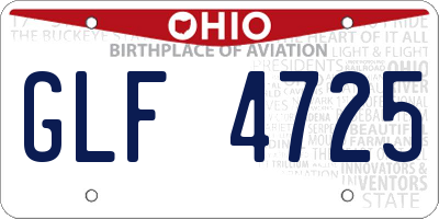 OH license plate GLF4725