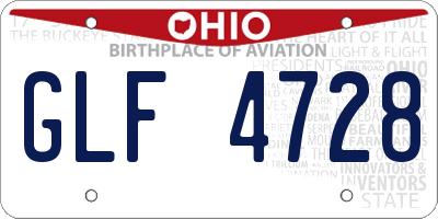 OH license plate GLF4728
