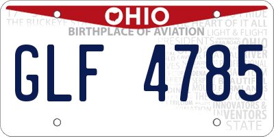 OH license plate GLF4785