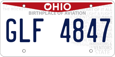 OH license plate GLF4847