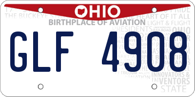OH license plate GLF4908