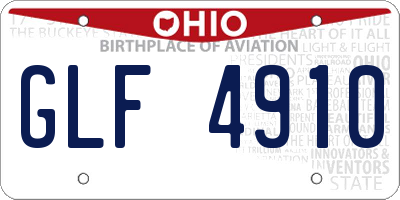 OH license plate GLF4910
