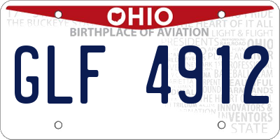 OH license plate GLF4912