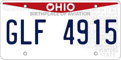 OH license plate GLF4915