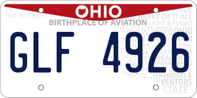 OH license plate GLF4926