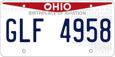 OH license plate GLF4958