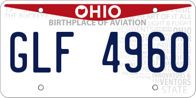 OH license plate GLF4960